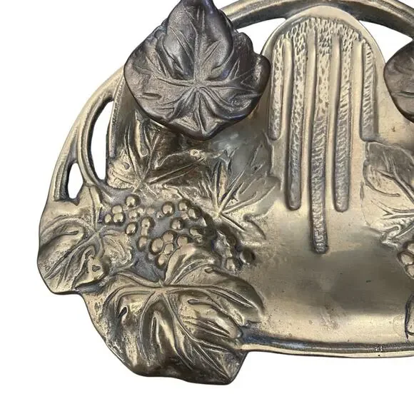 Vintage Art Nouveau Antique Brass Double Inkwell - Picture 3 of 6